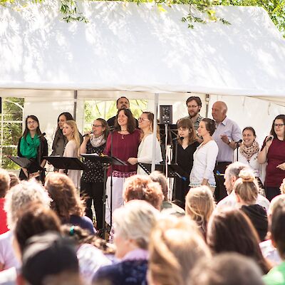 Gospelchor beim Stausee-Gottesdienst, Pfingstmontag 2018
