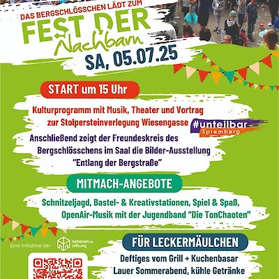 Kooperation mit dem Fest der Nachbarschaft vom Bergschlösschen, Juli 2025 Kooperation mit dem Fest der Nachbarschaft vom Bergschlösschen, Juli 2025