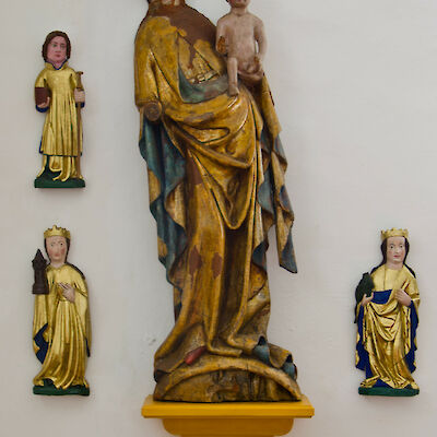 Mondsichel-Madonna aus der ehemaligen Georgenkapelle, heute in der Taufkapelle der Kreuzkirche 2020
